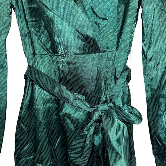 Lulus Green Wild for Love Zebra Print Faux Wrap Mini Dress - NWT - Picture 8 of 12